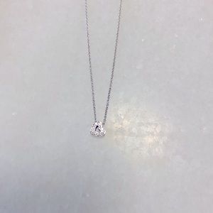 14k White Gold Heart Necklace with Pavè Diamonds